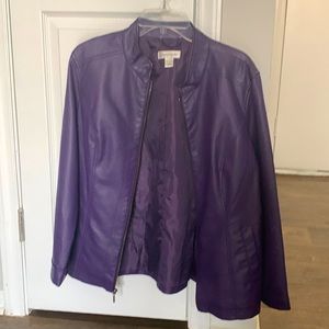 Purple Leather imitation Jacket Christopher & Banks
